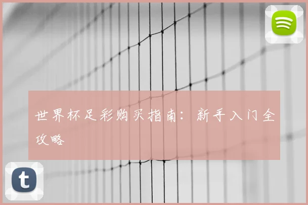 世界杯足彩购买指南：新手入门全攻略
